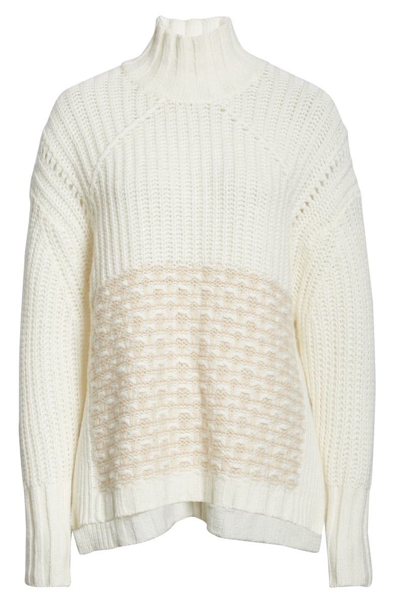 Reiss Stitch Mix Neutral Tone Turtleneck Sweater, Alternate, color, 