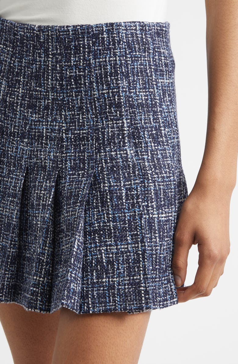 Alice + Olivia Carter Pleated Miniskirt, Alternate, color, Dark Indigo