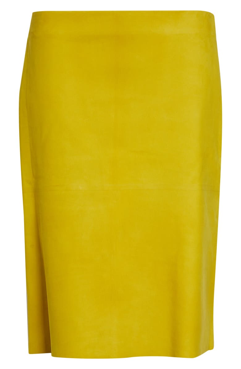 FERRAGAMO Nubuck Pencil Skirt, Main, color, Antique Yellow