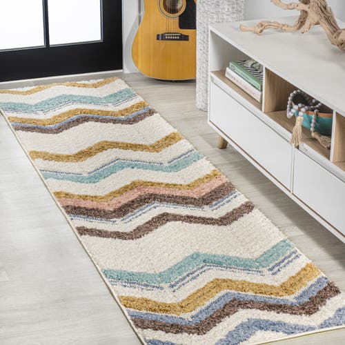 Jonathan Y Elin Chevron High-low Area Rug In Multi/cream