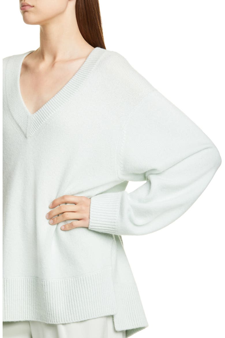 V-Neck Cashmere Tunic Sweater, Alternate, color, ALOE
