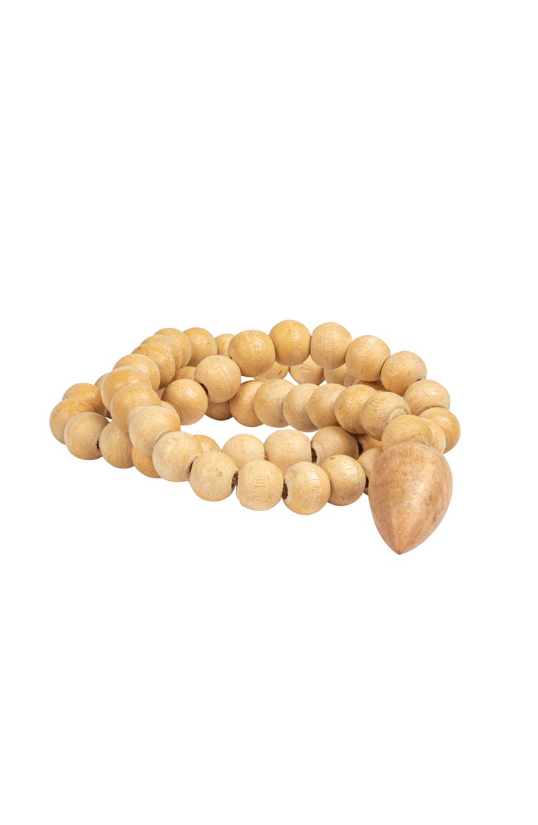 Storied Home Wood Bead Strand with Decorative Wood Bead Drop, Natural, Main, color, Natural