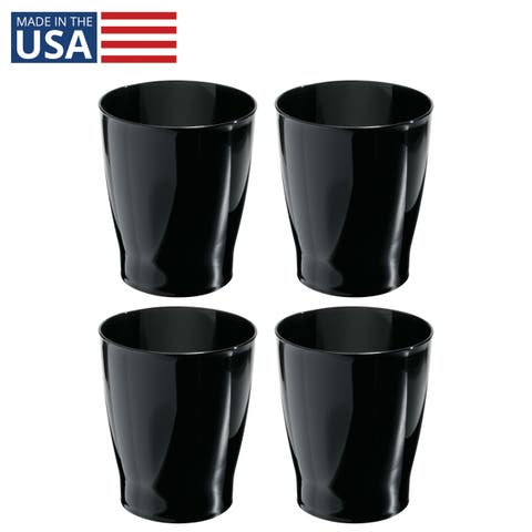 Small Round Plastic Bathroom Trash Can - Ideal for Bathroom or Office - Set of 4 - Black