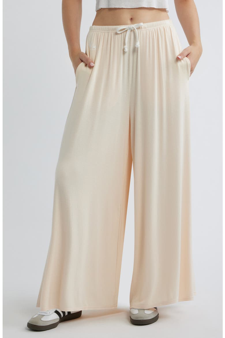 Leah Main Squeeze Embroidery Wide Leg Drawstring Pants, Main, color, PEACH