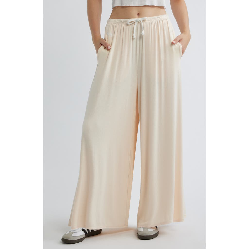 BOYS LIE Leah Main Squeeze Embroidery Wide Leg Drawstring Pants in Peach at Nordstrom, Size Large
