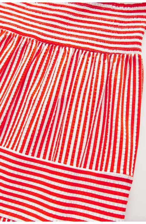 Next Stripe Smocked Maxi Skirt In White/red