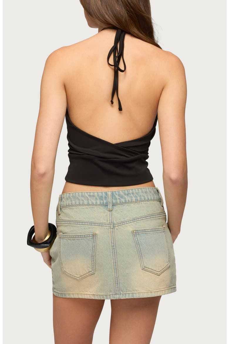 Rivi Beaded Cutout Halter Top, Alternate, color, BLACK
