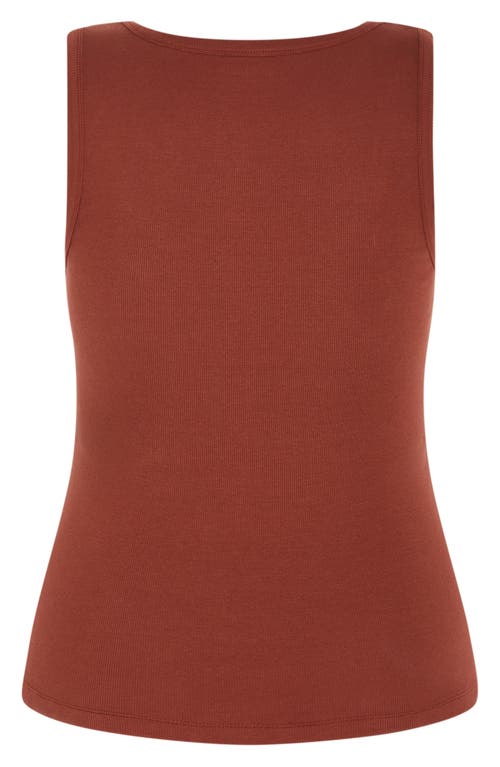 City Chic Lana Stretch Cotton Rib Tank In Brown