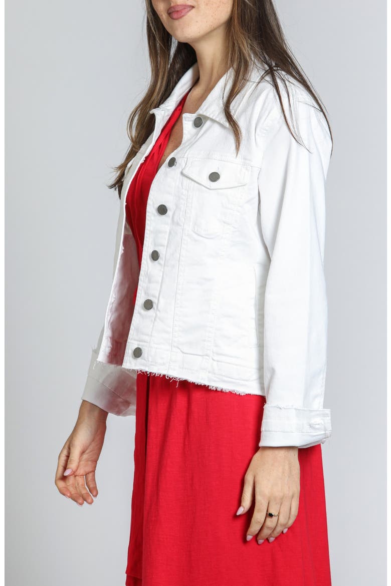 Frayed Denim Jacket, Alternate, color, WHITE