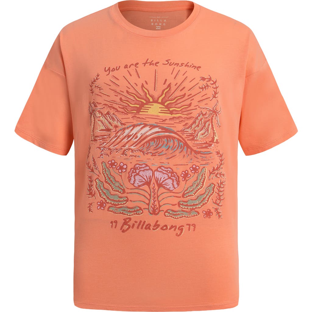 Billabong Kids' Sunshine Oversize Cotton Graphic T-shirt In Orange