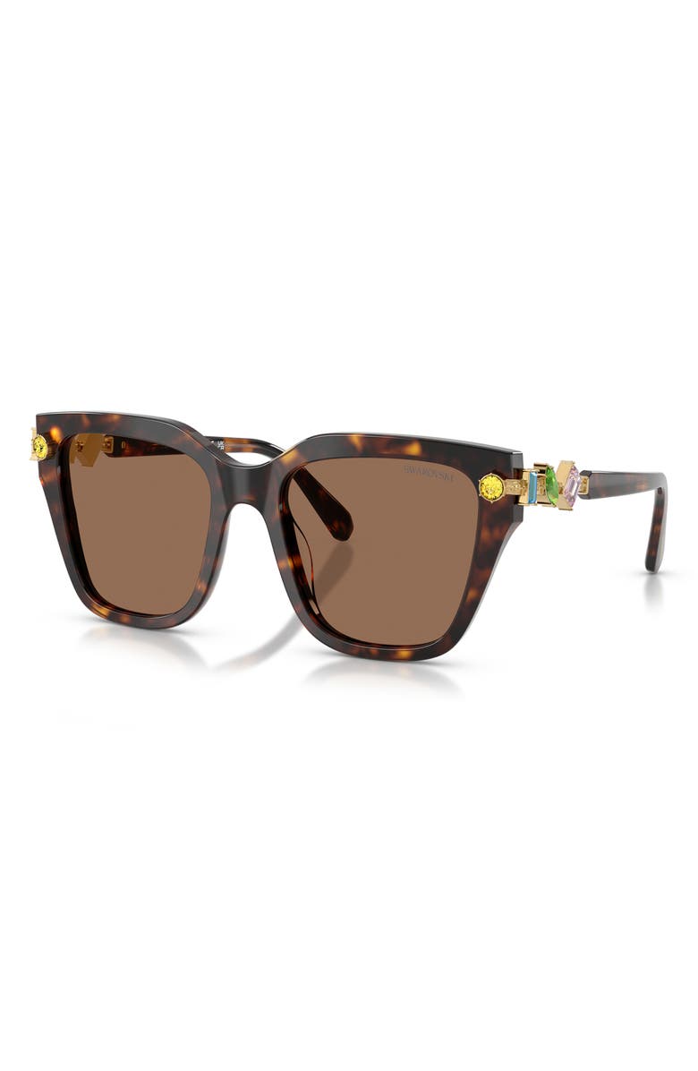 Swarovski 53mm Irregular Sunglasses, Alternate, color, Havana / Dark Brown