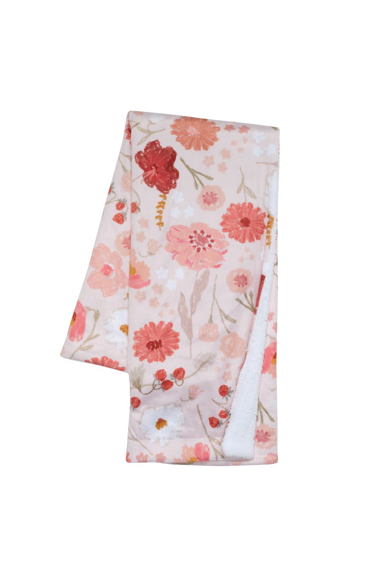Flower Power Floral/Strawberry Soft/Cozy Fleece Baby Blanket, Main, color, Pink