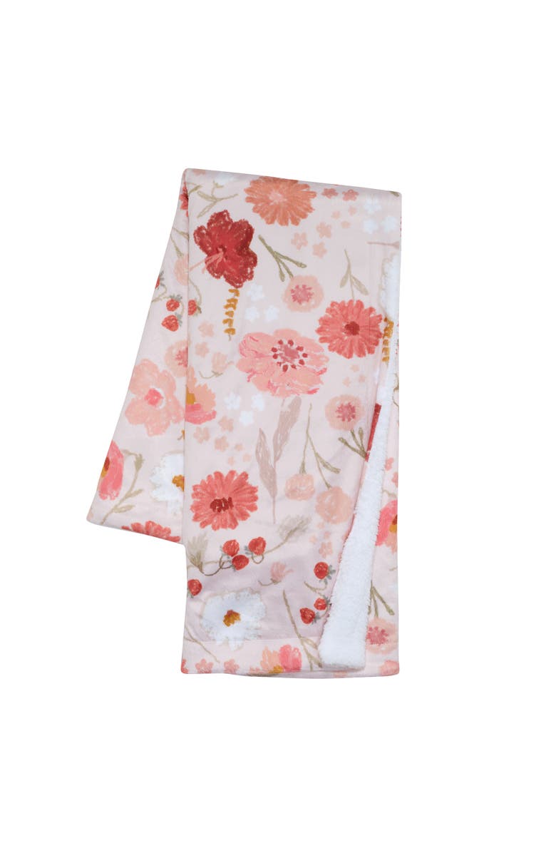 Bedtime Originals Flower Power Floral/Strawberry Soft/Cozy Fleece Baby Blanket, Main, color, Pink