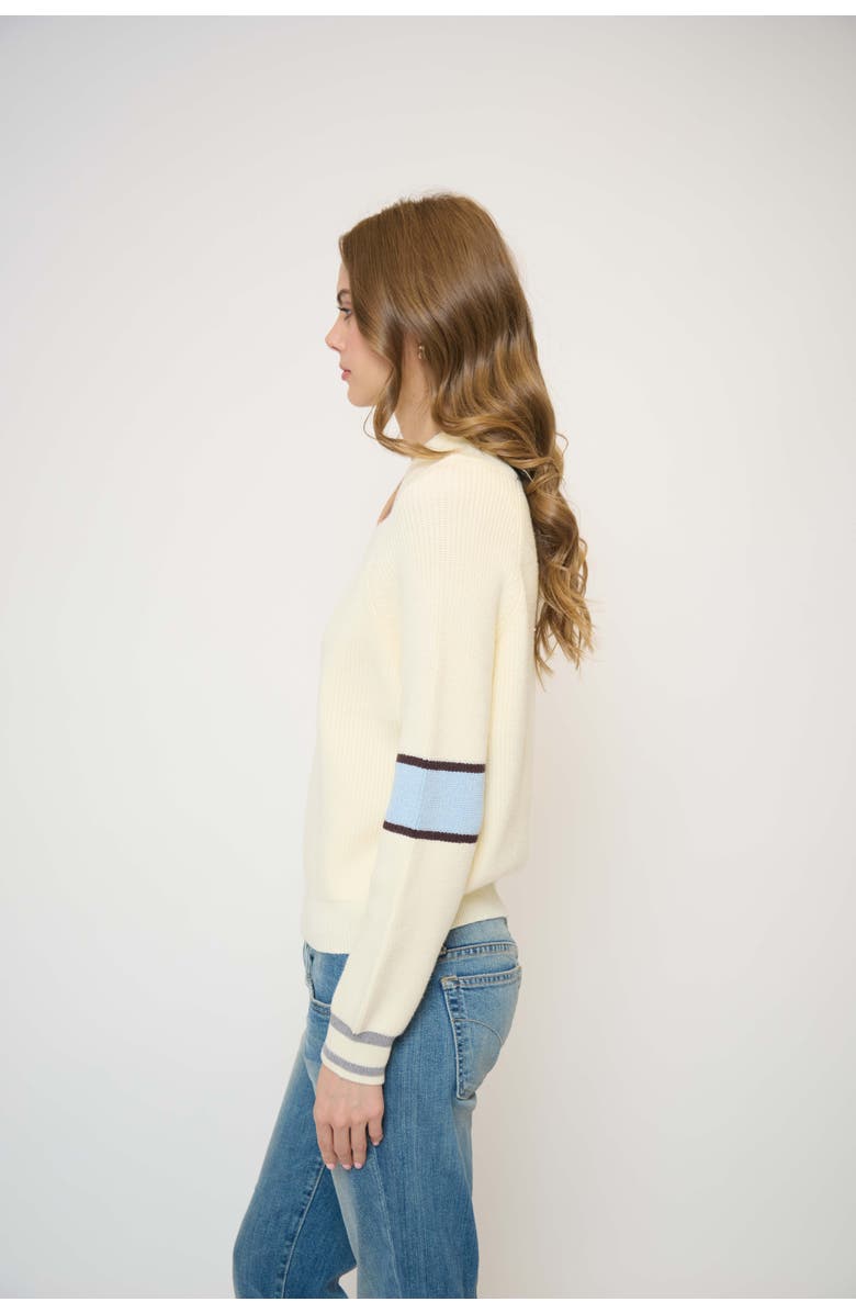 Central Park West Parker Crossover Neck Sweater, Alternate, color, Ivory Combo