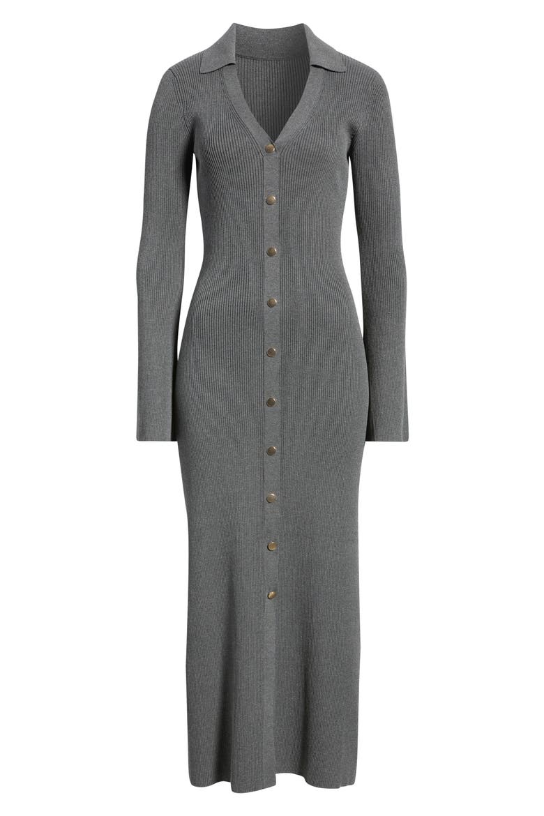 Collar Long Sleeve Rib Maxi Sweater Dress, Alternate, color, CHARCOAL