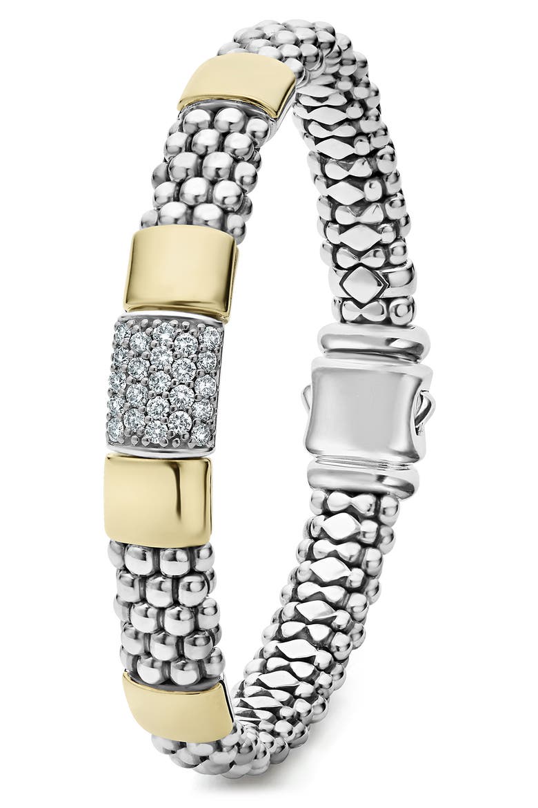 Caviar Pavé Diamond Bracelet, Alternate, color, SILVER GOLD DIAMOND