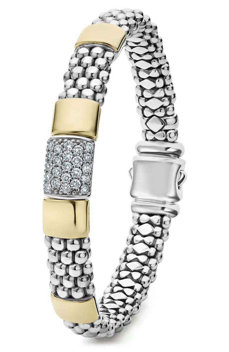 LAGOS Signature Caviar Pavé Diamond Rope Bracelet, Alternate, color, Silver Gold Diamond