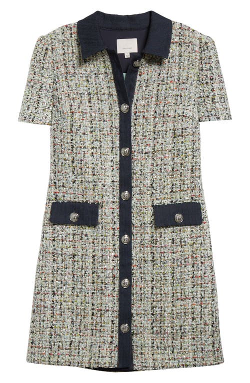 Cinq À Sept Anya Short-sleeve Boucle Mini Dress In Patina Multi