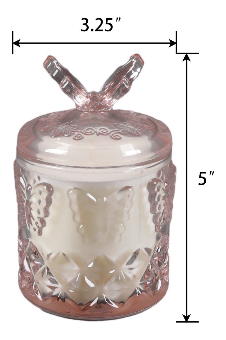 Butterfly Pink Glass Floral Candle, Alternate, color, PINK