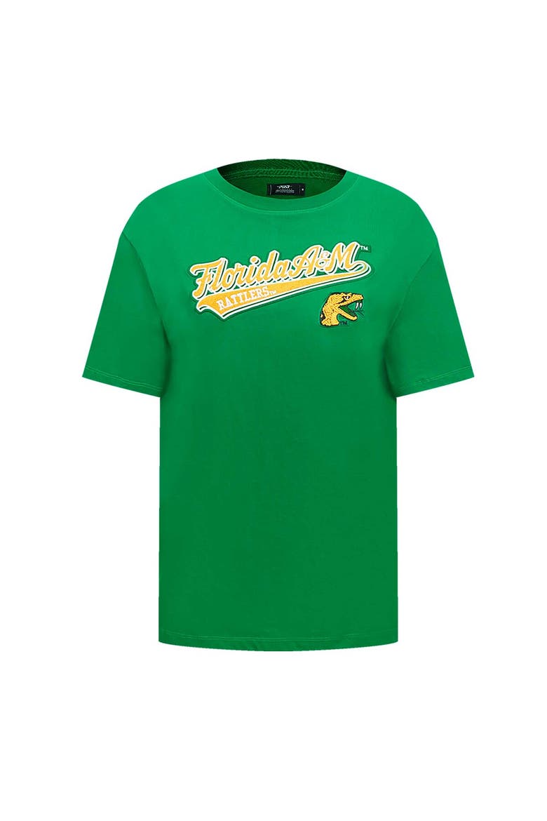 Women's Pro Standard Green Florida A&M Rattlers Script Tail Oversized Boyfriend T-Shirt, Alternate, color, Green