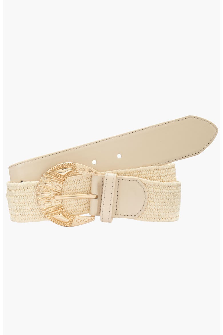 Leather Trim Woven Belt, Main, color, Beige