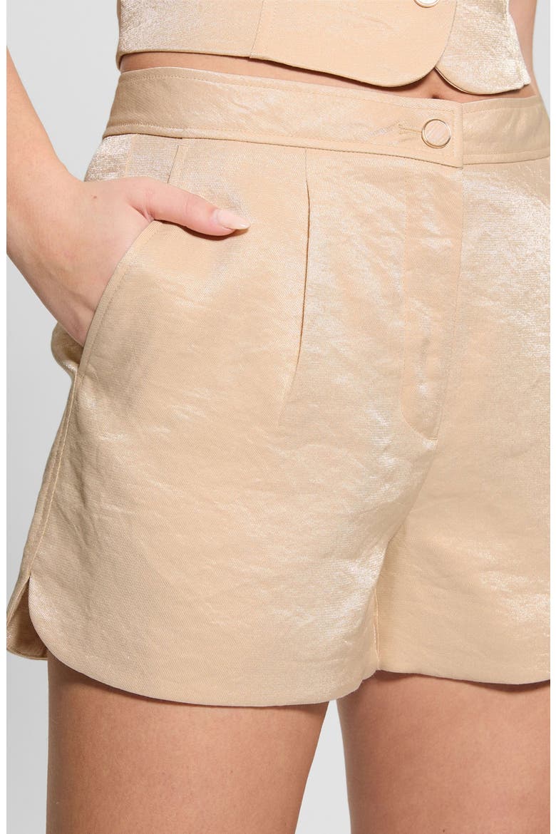 Camille Velvet Pleat Front Shorts, Alternate, color, BEIGE