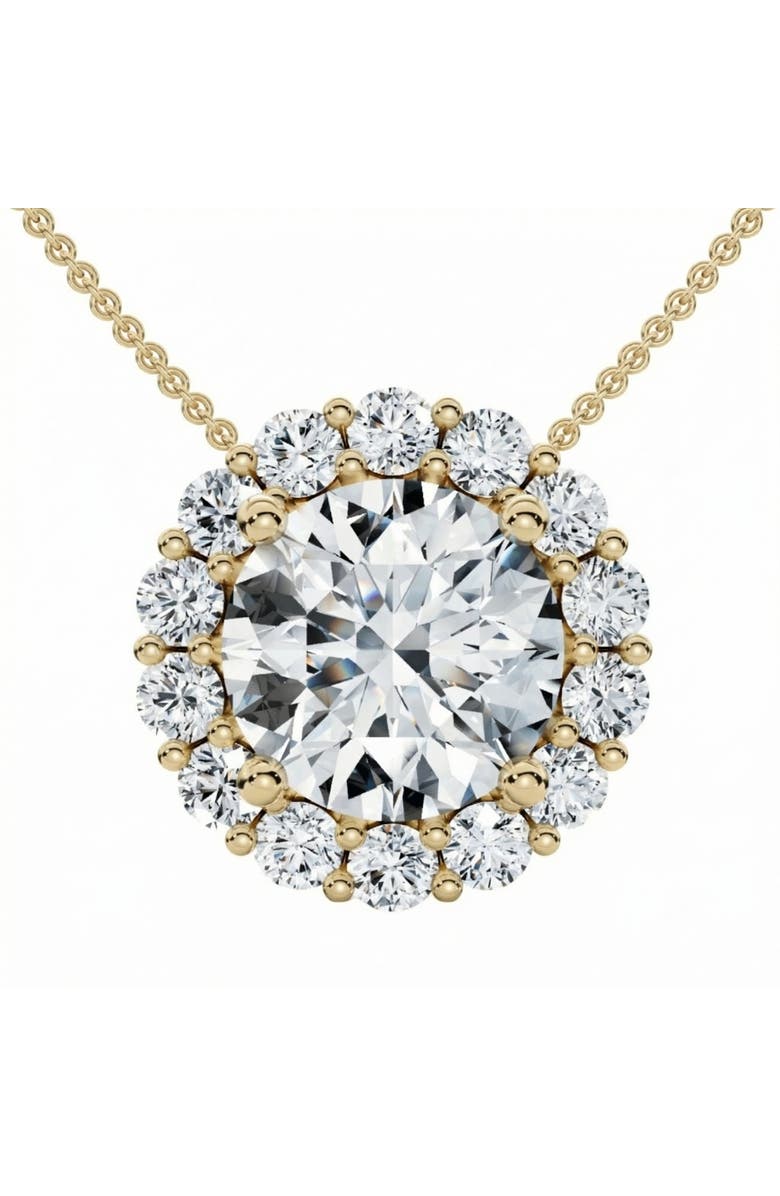 Bliss Diamond Certified 3 1/2Ct Halo Diamond Pendant Lab Grown 14k Gold Women's Necklace, Main, color, Yellow Gold