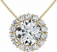Bliss Diamond Certified 3 1/2Ct Halo Diamond Pendant Lab Grown 14k Gold Women's Necklace