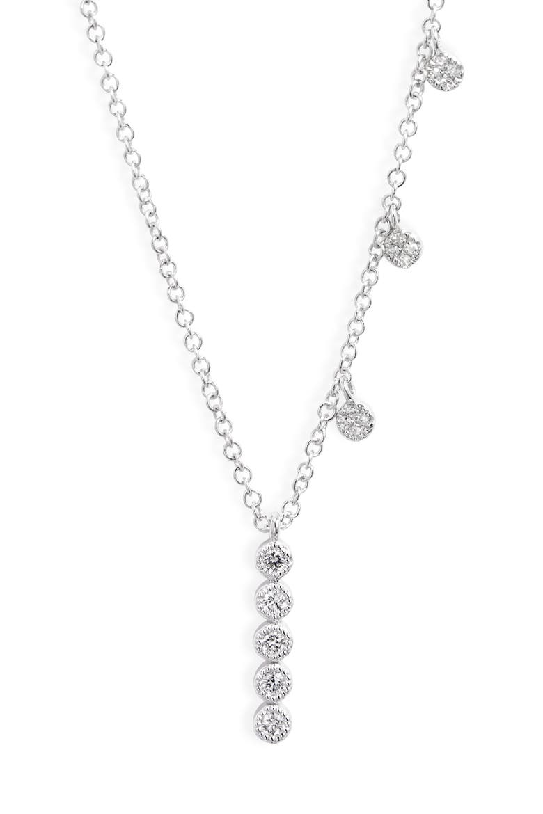 Diamond Bezel Bar Pendant Necklace, Main, color, WHITE GOLD