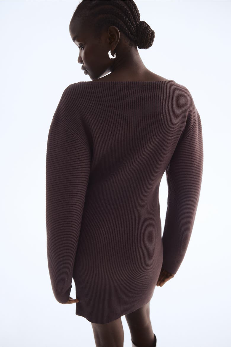 Rib-knit Dress, Alternate, color, Dark brown
