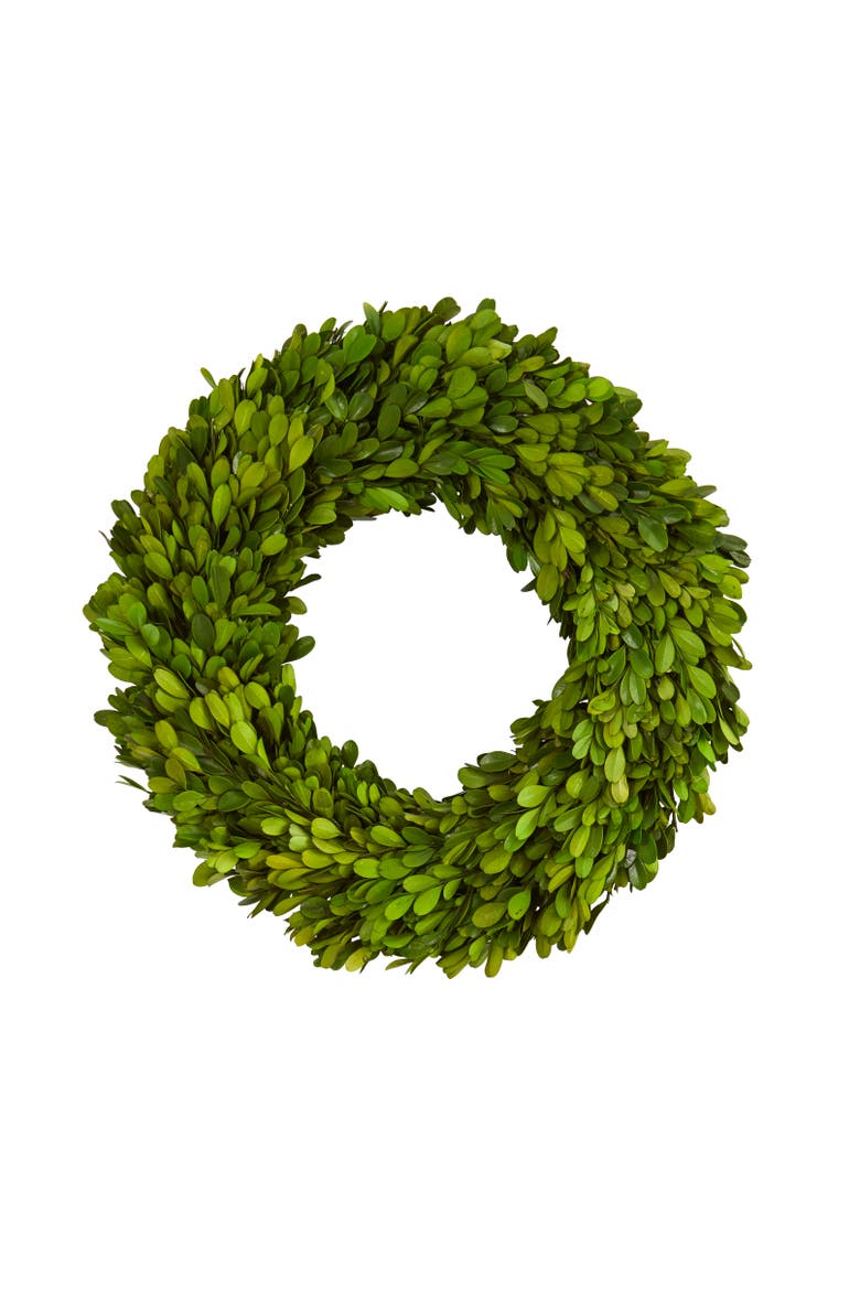 14-in Preserved Boxwood Wreath, Main, color, Green