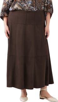 Karen Kane Tiered Faux Suede Maxi Skirt