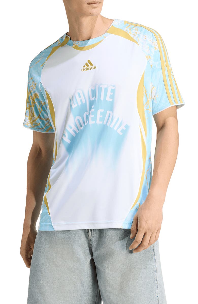 adidas France Graphic Jersey, Main, color, White/ Pyrite/ Icey Blue