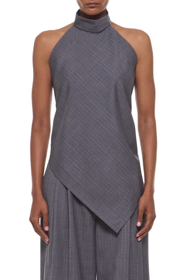Linen Blend Scarf Halter Top, Main, color, GREY MELANGE
