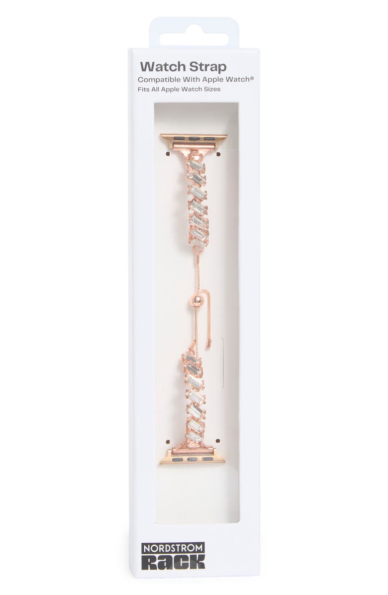 NORDSTROM RACK Baguette Crystal Apple Watch<sup>®</sup> Watchband, Main, color, Clear- Rose Gold