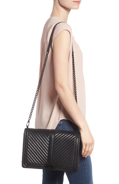 Rebecca Minkoff Love Jumbo Chevron-quilted Crossbody Bag In Jet Black