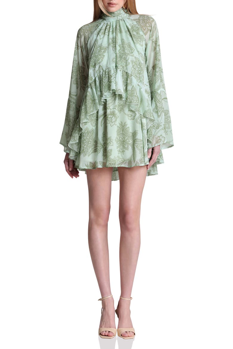 Ruffle Tiered Dress, Main, color, OLIVE BATIK