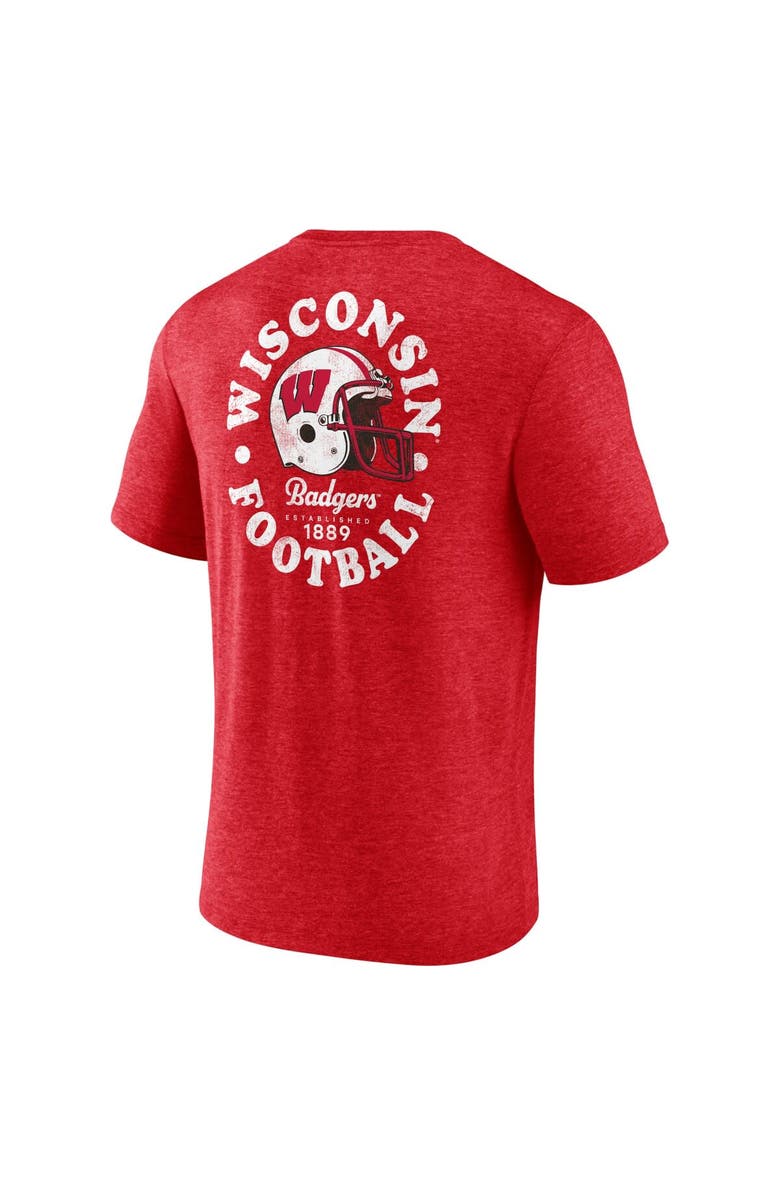 FANATICS Men's Fanatics Branded Heather Red Wisconsin Badgers Old-School Bold Tri-Blend T-Shirt, Alternate, color, Heather Red