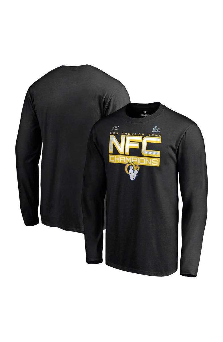 FANATICS Men's Fanatics Branded Black Los Angeles Rams 2021 NFC Champions Iconic Slant Long Sleeve T-Shirt, Main, color, 
