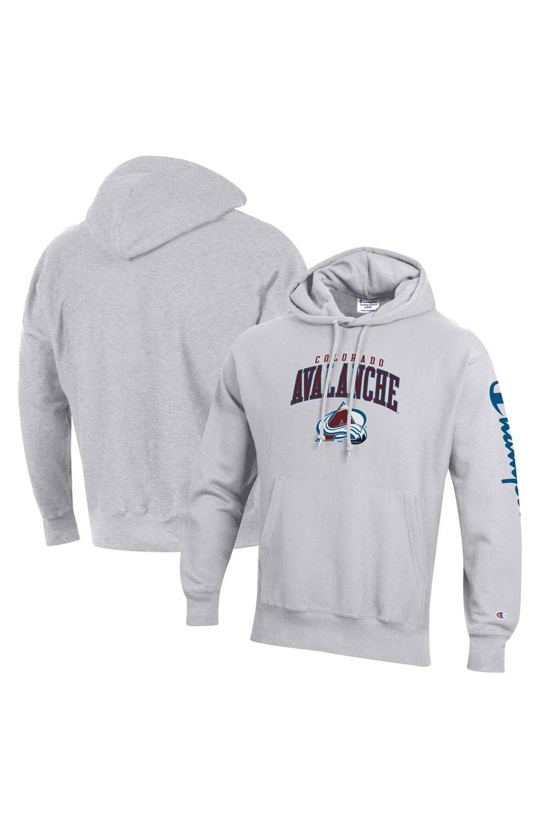 Champion Men's Champion Heather Gray Colorado Avalanche Reverse Weave Pullover Hoodie, Main, color, 