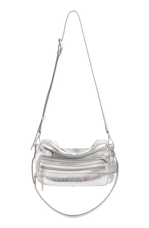 Acne Studios Camero Party Metallic Leather Shoulder Bag In Silver