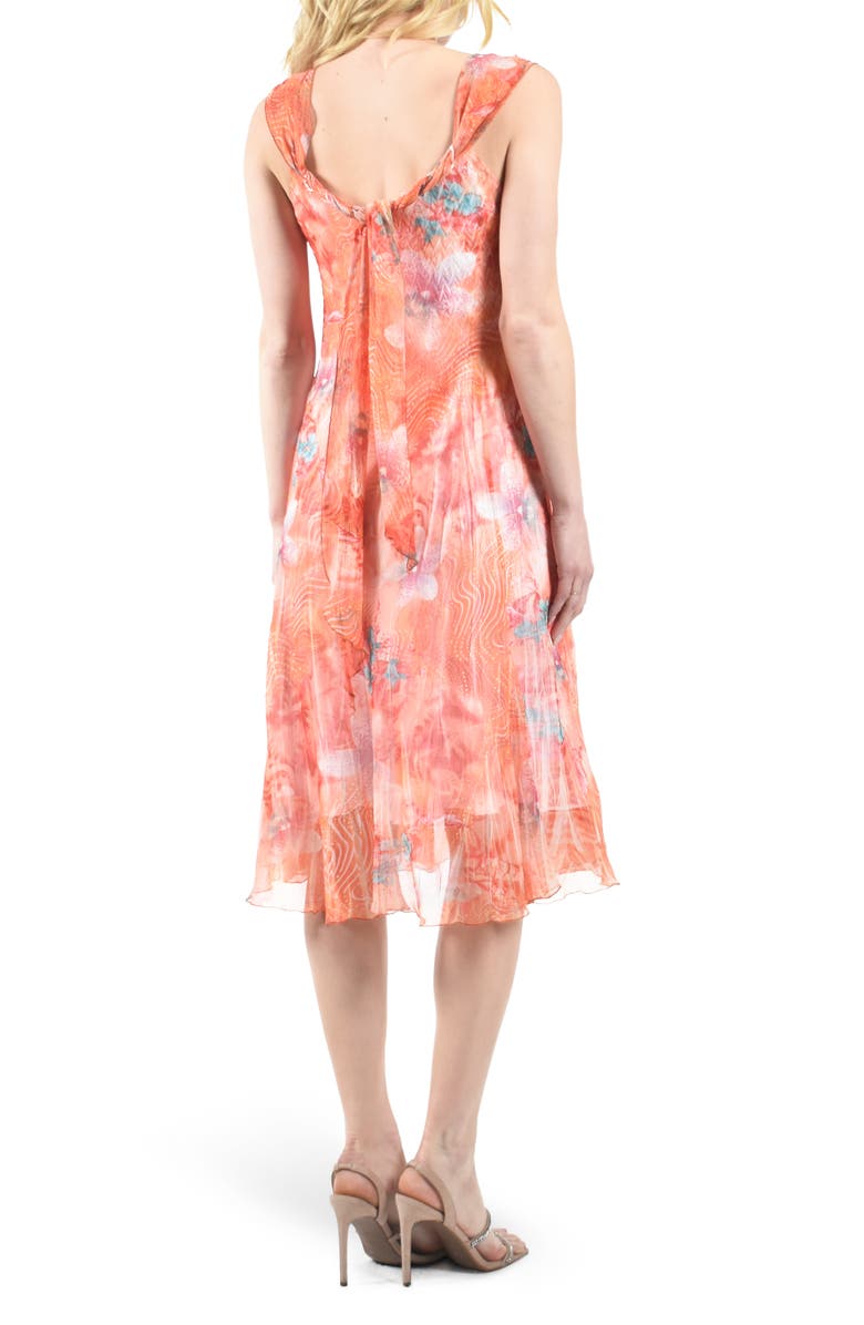 Komarov Scarf Charmeuse & Chiffon A-Line Cocktail Dress, Alternate, color, Aloha Sunrise