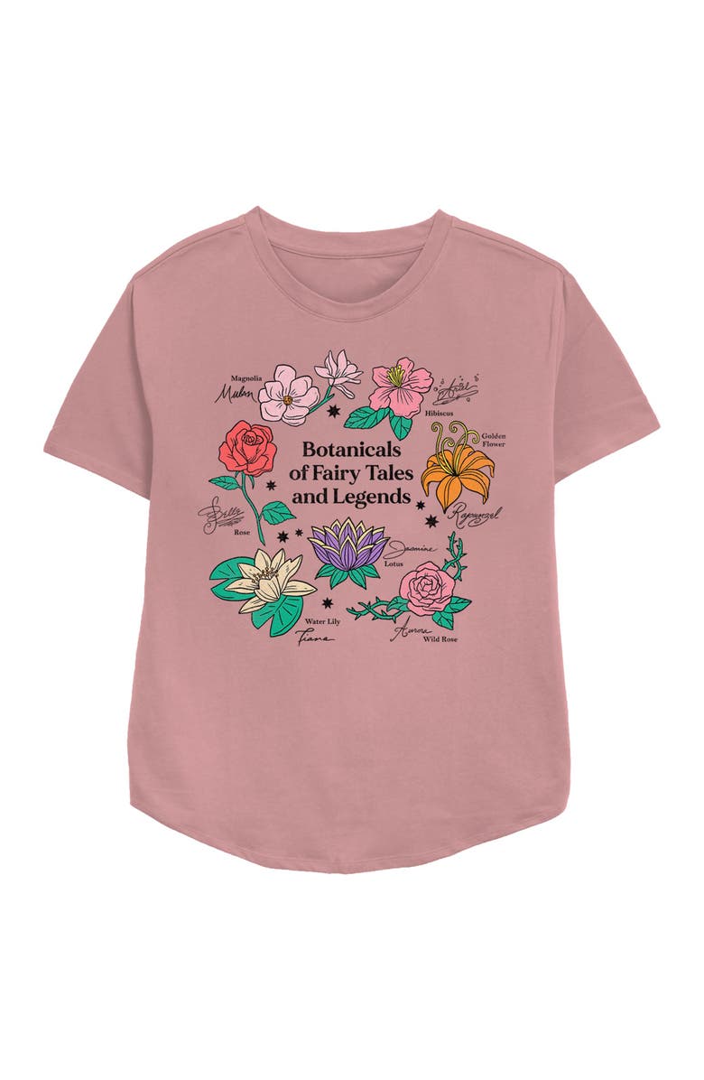 Disney Princesses Women's Disney Princesses Floral Fairy Tales  Graphic T-Shirt, Main, color, Mauve