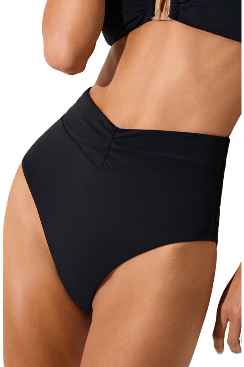 Maisie High Waist Bikini Bottoms, Alternate, color, BLACK