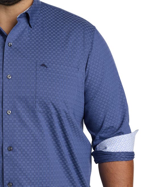 Tommy Bahama Big & Tall Sarasota Ventura Stripe Sport Shirt In Island Navy