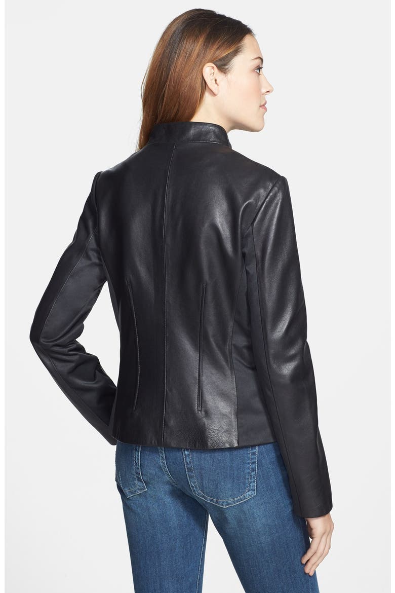 'Valerian' Leather & Knit Jacket, Alternate, color, BLACK