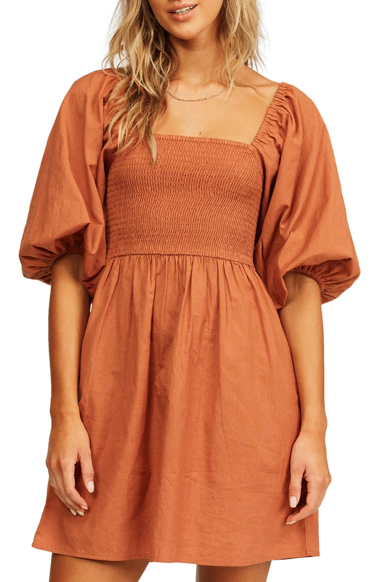 Billabong Paradise Days Puff Sleeve Minidress, Main, color,