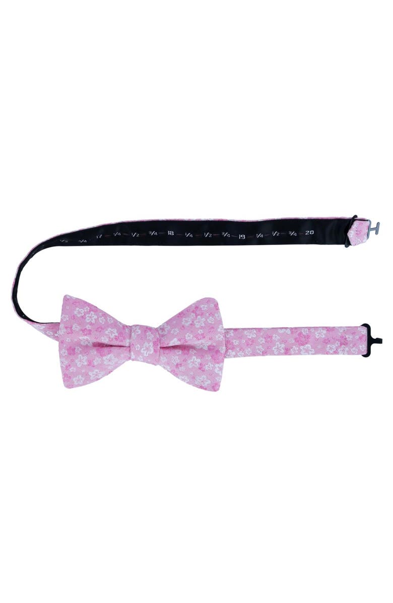 Trafalgar Hanami Cherry Blossom Burst Linen Blend Novelty Bowtie, Alternate, color, Pink