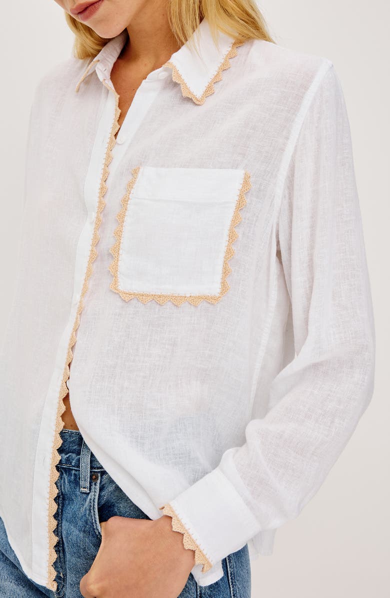 Rails Saya Crochet Trim Button-Up Shirt, Alternate, color, White