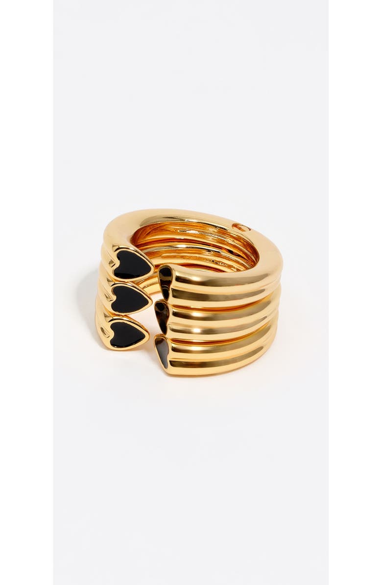 Bimba y Lola Heart Triple Modular Ring, Main, color, Black